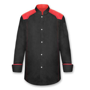Nuovo Design Divisa da Chef Nera con Colletto, Giacca e Pantaloni da <span class=keywords><strong>Cuoco</strong></span>, Uniforme da Cucina, Set Completo da Chef - Product Image 2