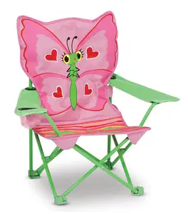 Parche soleado Bella mariposa al aire libre plegable césped y silla de Camping para niños