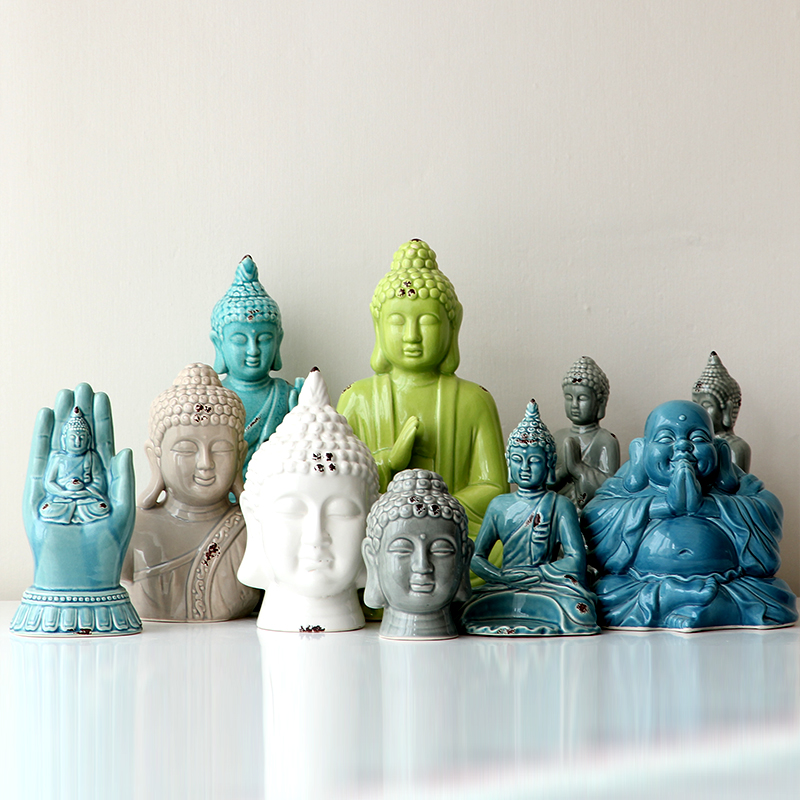 Домашний декор, статуя Будды из глазурованной керамики