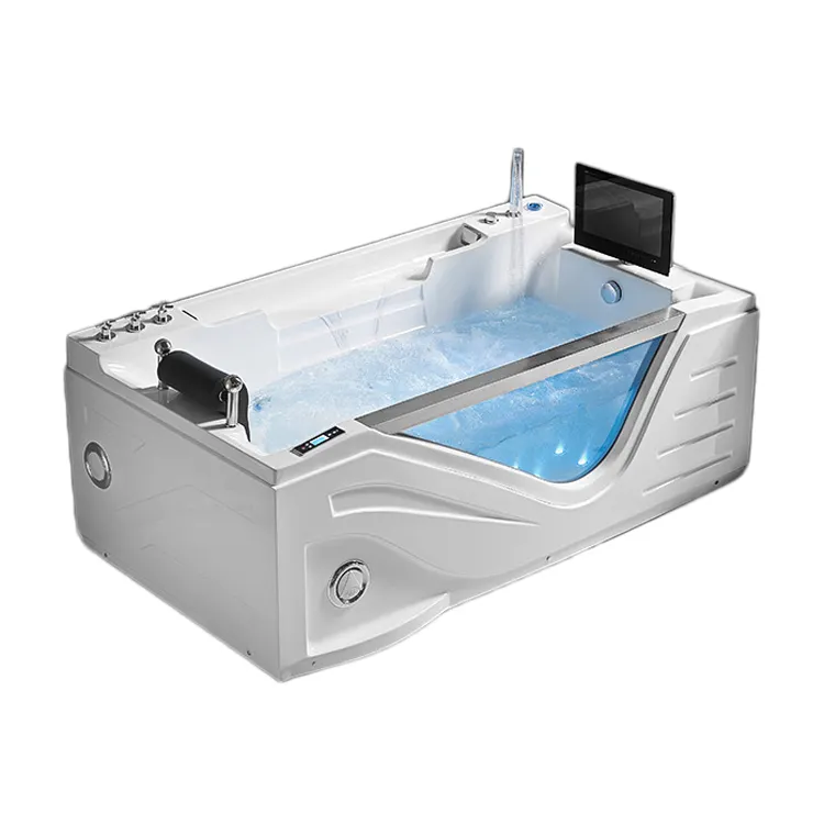 Q325S barato bañera de hidromasaje con falda de cristal TV