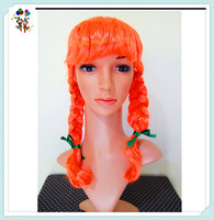 Perruques synthétiques à tresses Orange pour filles, perruques de fête pour enfants HPC-1392