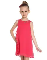 Новинка, детское платье, модель кораллового красного цвета, детское длинное платье для маленьких девочек