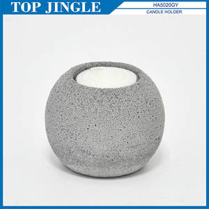 Ensemble de supports de table pour bougies en béton en forme de boule - Product Image 1