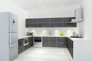 Customized Contemporary White and <strong>Grey</strong> U Shape Kitchen <strong>Cupboard</strong> Design - Product Image 4