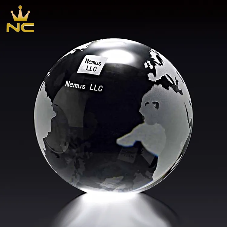 Laser Engraved Glass Balls Unique Map Crystal World Globe With Map For Centerpieces