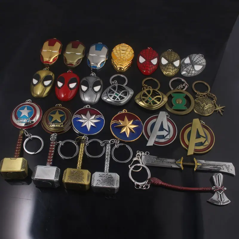 Cheap Custom Movie Endgame Superhero Keyring Thor Hammer Stormbreaker Keychains