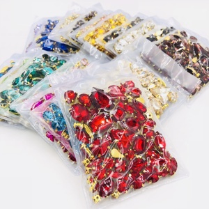 Diamantes de imitación sueltos para coser con reverso plano de forma mixta violeta de cristal con garra dorada - Product Image 5