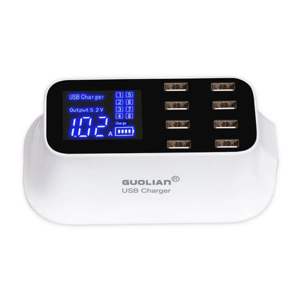 USB Charger Plug, 8-Port USB Hub Opladen Stations Multi Desktop Lader reizen socket adapter met lcd-scherm