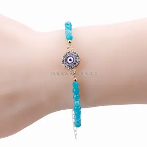 Wholesale Evil Eye Jewelry Lucky Beads Bracelet Silver Charm Bangle 5g Stone Good Quality Green Opp Bag,carton or as You Require