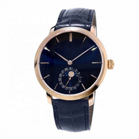 Montres personnalisées en acier inoxydable avec phase de lune Montres étanches à mouvement japonais Montres à quartz pour hommes