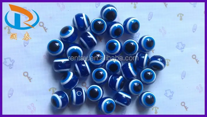 Groothandel 8 Mm 1000 Stks/partij Royal Blue Ronde Sieraden Plastic Evil Eye Resin Gestreepte Kralen Voor Resin Evil Armbanden