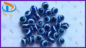 Grosir 8MM 1000 Buah/Lot Biru Mewah Perhiasan Bulat Plastik Mata Jahat Resin Manik-manik Bergaris untuk Resin Gelang Jahat