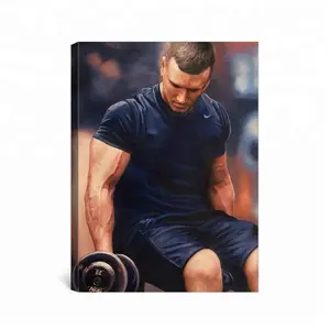 Hand painted men's gym workout custom photo to oil painting