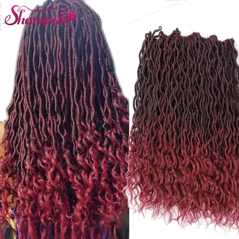 Sharopul — Extension capillaire synthétique 18 pouces, Faux Locs doux, mèches de coiffure bouclées au Crochet, pour mèches de déesse, 24 supports/pasuet