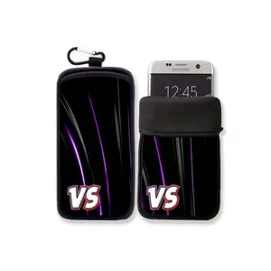 Customized Neoprene cell phone pouch with carabiner snap smart mobile phone case sleeve