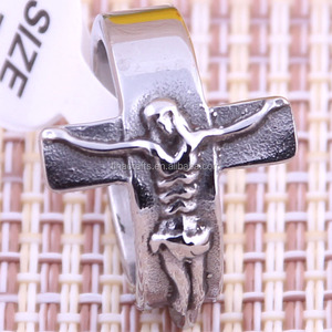 <span class=keywords><strong>Cristo</strong></span> Jesús anillos cruzados de plata anillos de acero inoxidable - Product Image 1
