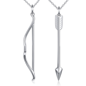 Kalung liontin pasangan pita dan panah perak Sterling 925 - Product Image 2