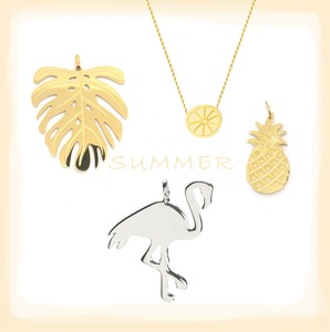 Perhiasan Baja Tahan Karat <span class=keywords><strong>Flamingo</strong></span>/Jimat Nanas/Kalung Lemon/Liontin Daun Pohon Plam untuk Dijual
