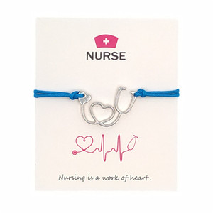 Tùy Chỉnh Tình Bạn Dệt Vòng Đeo Tay Với Bác Sĩ Ống Nghe Đính Cườm Quyến Rũ Thời Trang Y Tá Chéo Muốn Thẻ Đồ Trang Sức - Product Image 1