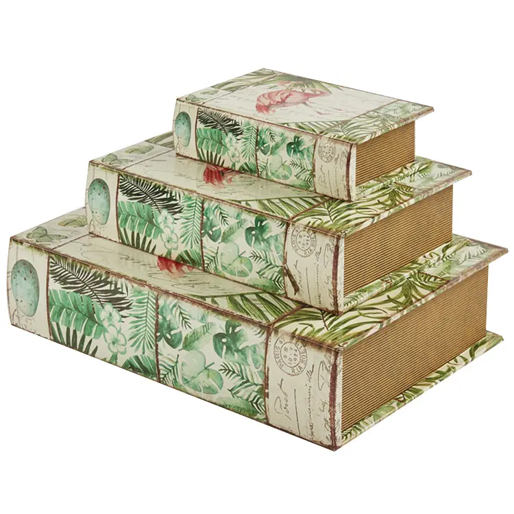 Персонализированная декоративная винтажная деревянная пустая коробка для хранения поддельных книг