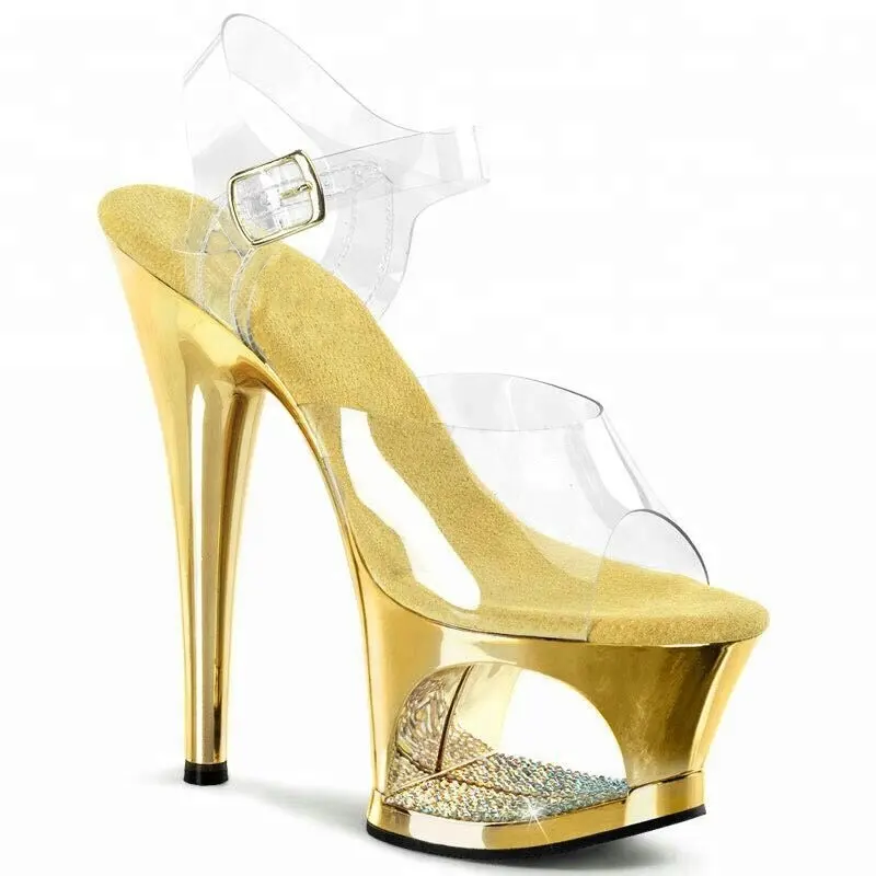 17 см блестящие алмазные гальванические ультра-высокие с сандалиями, подиум шоу обувь клуба бара танцевальные туфли