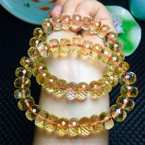 Cristal natural al por mayor 11-13mm citrino poliedro oval pulsera de los granos - Product Image 4