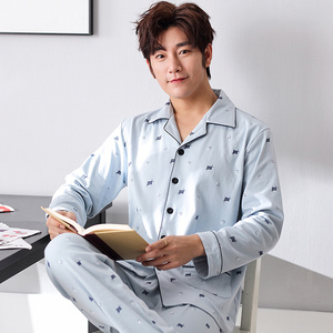 Commercio all'ingrosso a maniche lunghe carino <span class=keywords><strong>100</strong></span>% degli uomini del <span class=keywords><strong>cotone</strong></span> di griglia degli indumenti da notte <span class=keywords><strong>pigiama</strong></span> a casa - Product Image 4