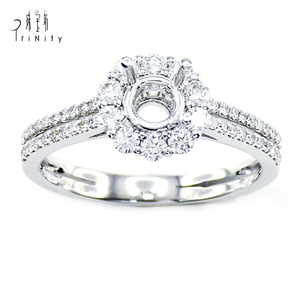 Anillo de mujer de compromiso de diamante Natural de oro blanco de 18 quilates con diseño de Halo doble más popular sin piedra central - Product Image 2