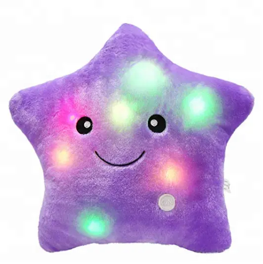 free sample colorful plush led star pillow toy /star pillow with light flashing /plush stuffed glowing led 5 star pillow