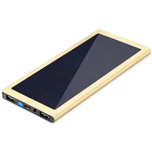 Kualitas Tinggi Aluminium Casing Super Tipis Dual USB Solar Powerbank 8000 MAh Solar Charger untuk Ponsel