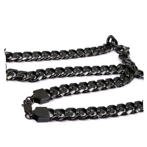 Custom Made Nero Pesante Lucido Cut Curb Cubano Catena Mens Ragazzi Acciaio Inossidabile 316l Collana - Product Image 1
