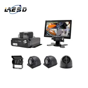 Kit DVR Mobil 4CH, Monitor Keamanan MDVR Kit 7 Inci dengan 4 Buah Kamera 720P