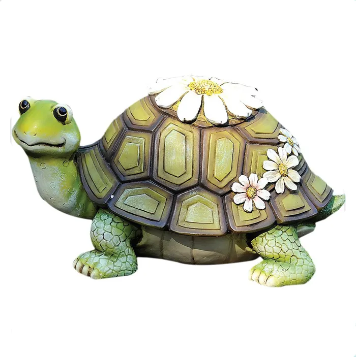 Decoratieve Bloem Grote Hars Schildpad Tuin Standbeeld