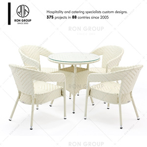 Outdoor Waterproof Stacking Furniture Garden <strong>Bamboo</strong> <strong>Table</strong> and Chair Aluminum Arm Wicker Rattan Restaurant Dining Outdoor Chair - Product Image 6