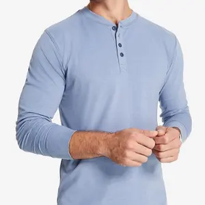 Custom Long Sleeve T Shirt Men's Henley T Shirts Wholesale