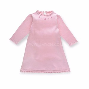 2017 Baby Girls Pink manga larga bordado moda corea del suéter hecho punto del <span class=keywords><strong>vestido</strong></span> - Product Image 1