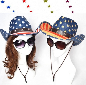 Venta al por mayor barato EE. UU. Bandera Hombre Señoras Moda Occidental Plegable <span class=keywords><strong>Sombrero</strong></span> <span class=keywords><strong>de</strong></span> <span class=keywords><strong>vaquero</strong></span> - Product Image 1
