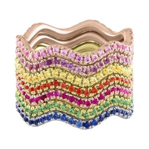 LOZRUNVE Fashion Schmuck 925 <span class=keywords><strong>argento</strong></span> dall'<span class=keywords><strong>anello</strong></span> d'<span class=keywords><strong>onda</strong></span> arcobaleno impilabile in pietra colorata CZ - Product Image 5