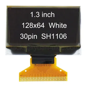 1.3英寸1.3英寸128x64 SH1106白色30pin焊接FPC 8位SPI I2C小oled lcd显示屏面板