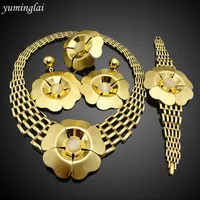 Fanxi — ensemble de bijoux plaqué or FHK2217, bijoux de mariée grands, en or véritable
