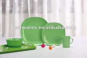 Proveedor china melamina verde mascota colorido juego de cena