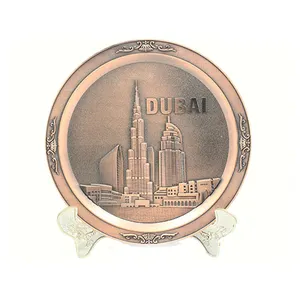 europe regional feature classical style die cast copper plated souvenir items dubai tourist souvenir metal plate