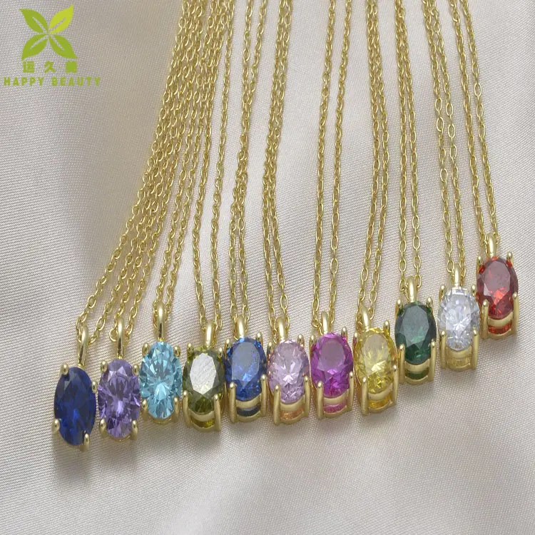 Lucky Factory 8mm Birthstone Pendant Necklace With High Quality Zircon
