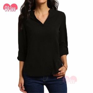 9 beso V Cuello Ocasionales Flojos Esposadas Últimos Diseños Blusa de Las <span class=keywords><strong>Mujeres</strong></span> - Product Image 2