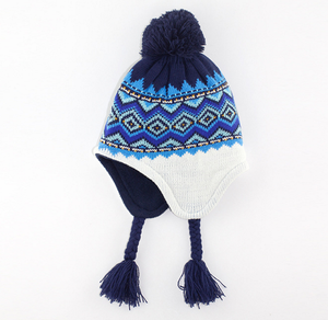 Trapper Hat Earflap Toboggan Trượt Tuyết Knit Beanie Cap Hat Với Bện Tua - Product Image 3