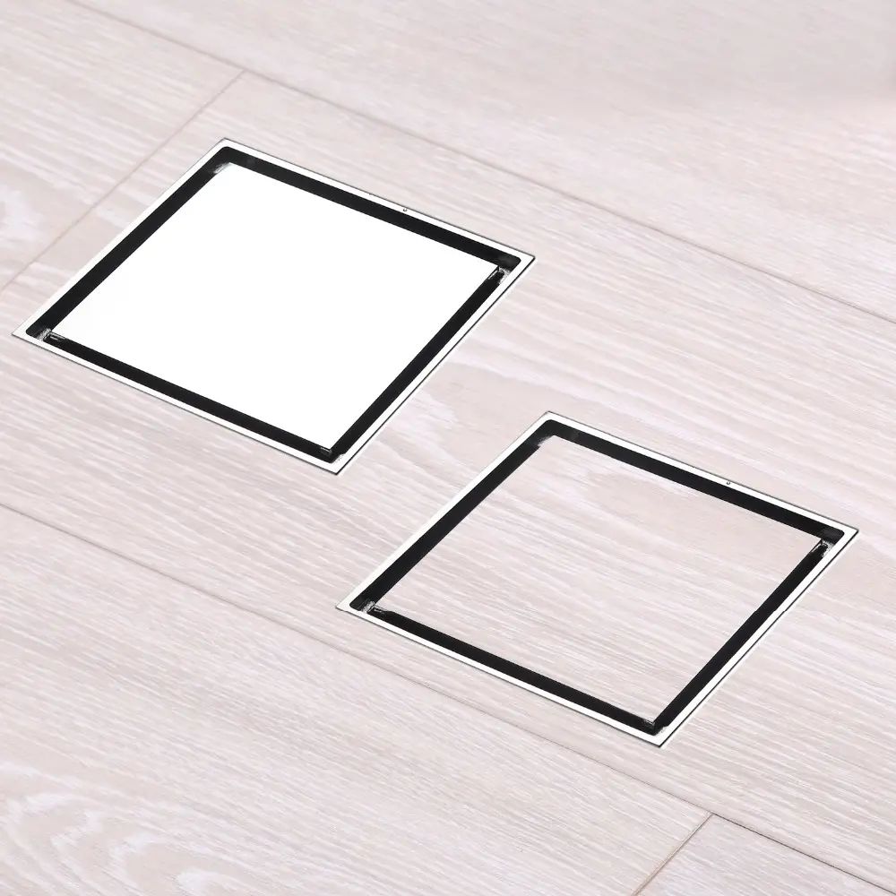 10X10 Cm Anti-Odor Design Concrete Tile Insert Brass Invisible Floor Drain