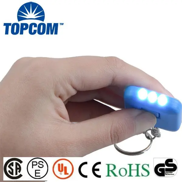 Bule house 3 LED Solar torch key chain/Mini LED Flashlight KeyChain with solar panel