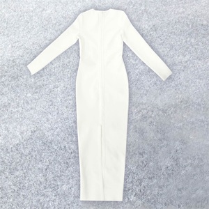 <span class=keywords><strong>Abito</strong></span> Lungo Bianco Puro all'Ingrosso per Donna Ultimo Modello a Maniche Lunghe per Feste Formali Serate Ecologico Tinta Unita - Product Image 5
