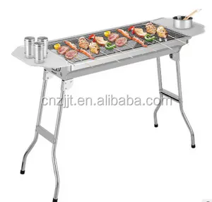 Outdoor camping charcoal grill oven carbon folding stainless steel hibachi Grill,4 piece stainless steel triangular bbq grill
