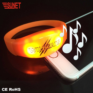 SUNJET özel Logo parti Favor ses aktif Led silikon bilezik, konser hareket aktif Led bileklik - Product Image 3